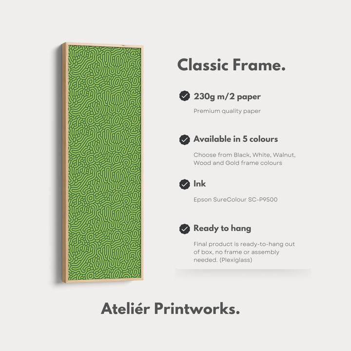Dark & Light Green Wriggly Vertical Narrow Wall Art - V0292