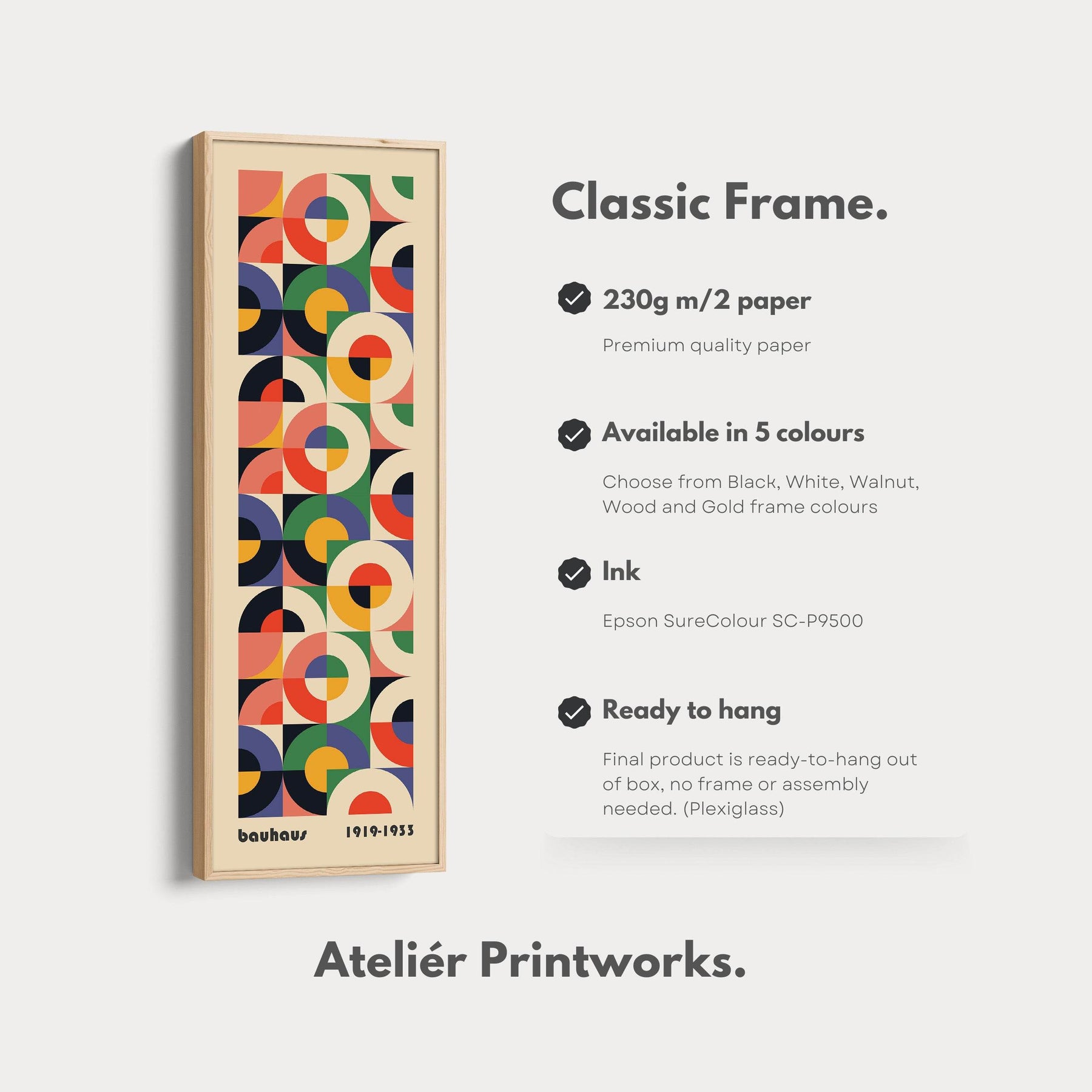 Bauhaus Mid Century Geometric Long Vertical Wall Art – Atelier Printworks