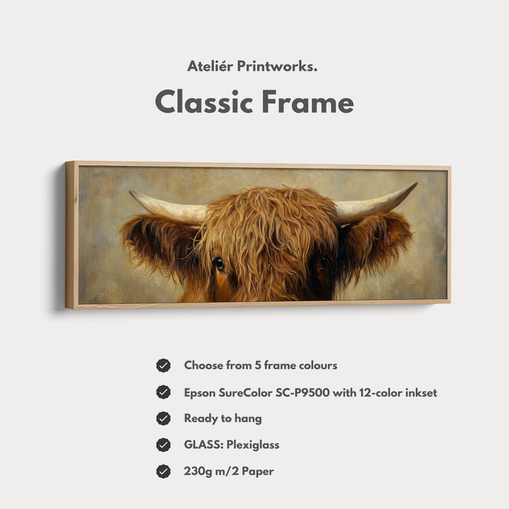 Highland Cow Picture Panoramic Canvas Prints Long Narrow Wall Art - H0063