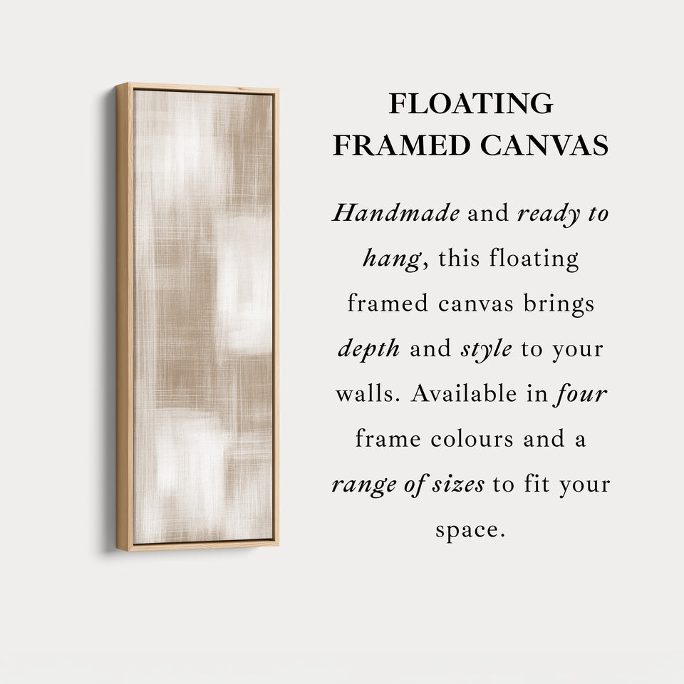 Beige & White Abstract Vertical Wall Decor Large Framed Canvas