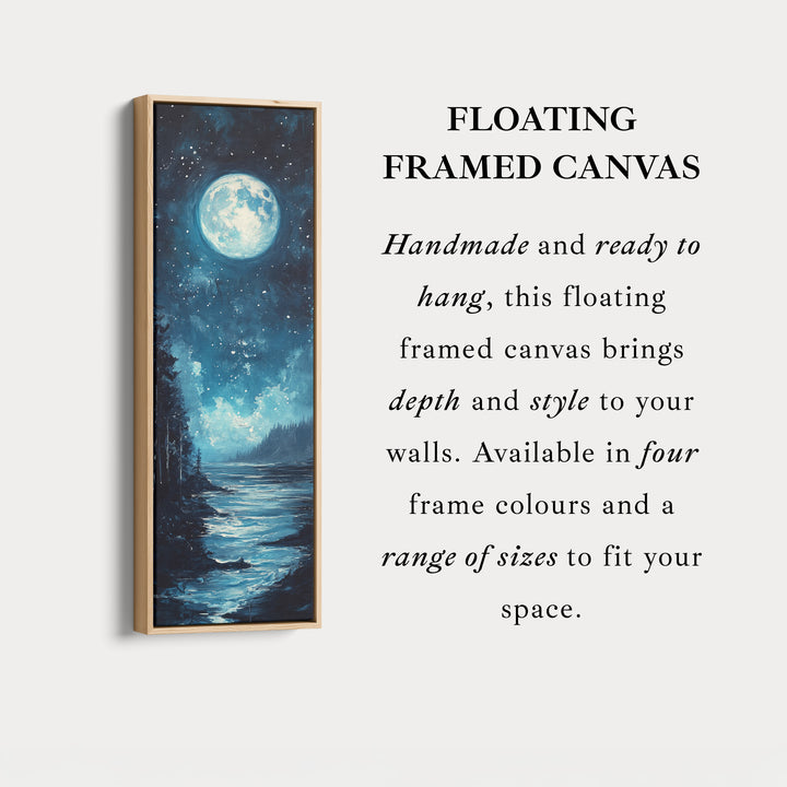 Moonlit Forest Night Vertical Narrow Long Wall Art Canvas