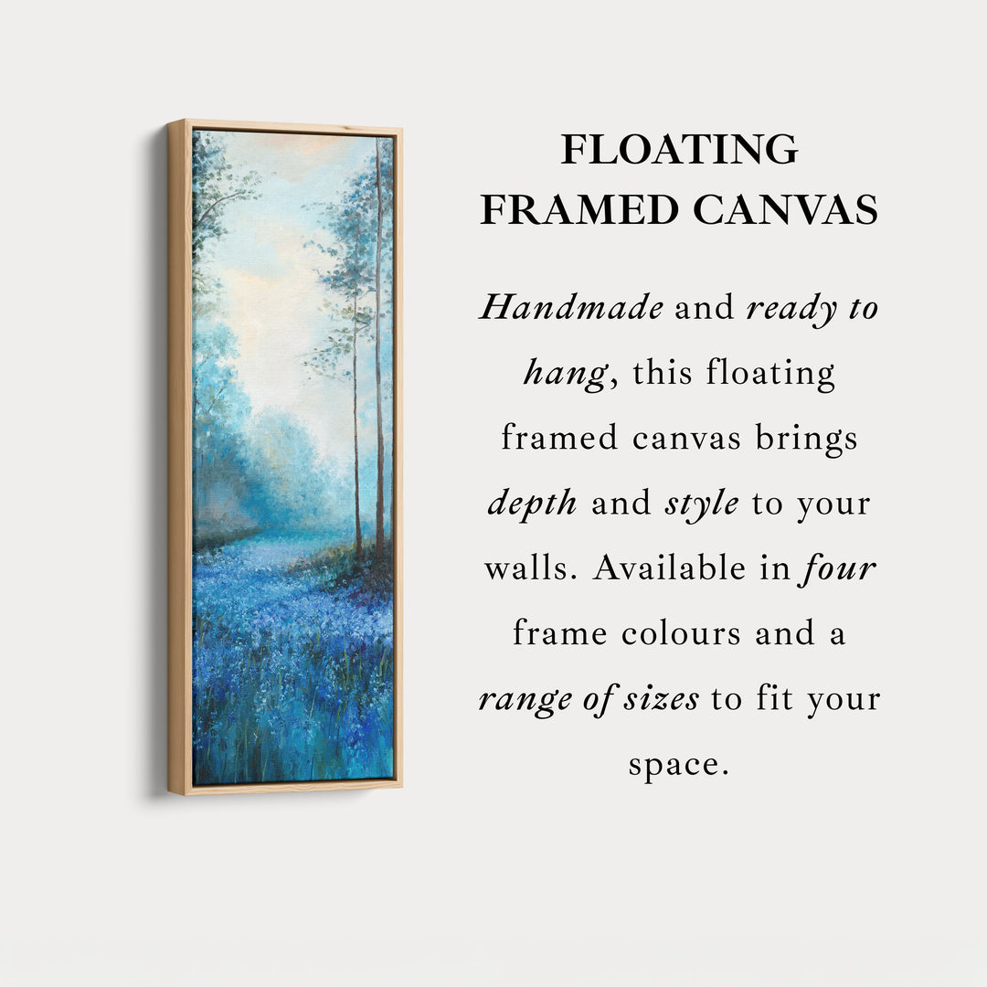 Vertical Long Wall Art Bluebell Forest Large Canvas Decor