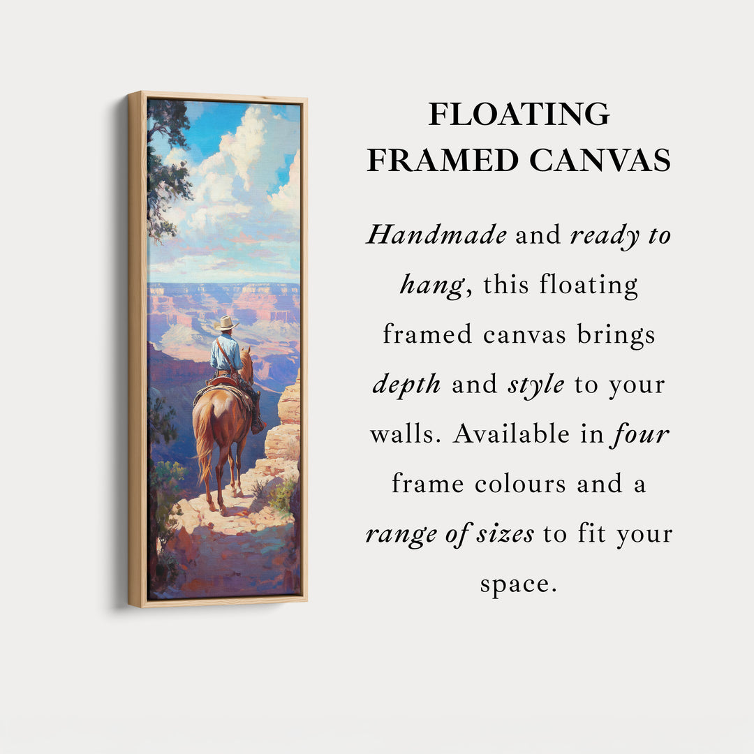 Western Cowboy Large Canvas Framed Wall Art Long Vertical Wall Decor