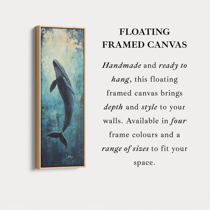Long Narrow Vertical Whale Large Canvas Wall Decor