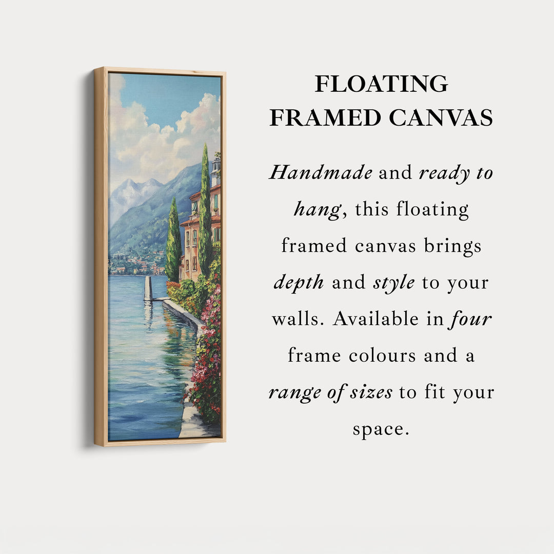 Lake Como Vertical Tall Wall Art Large Framed Canvas