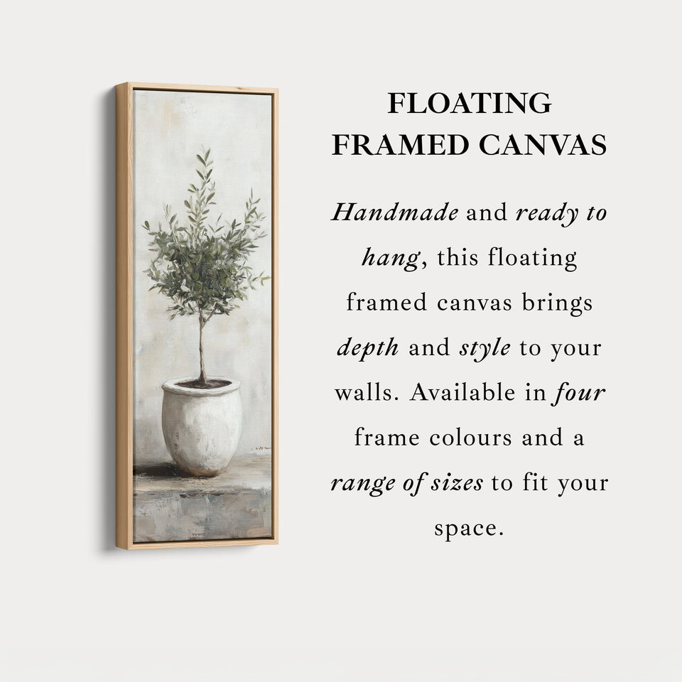 Rustic Olive Tree Long Narrow Vertical Wall Art Canvas