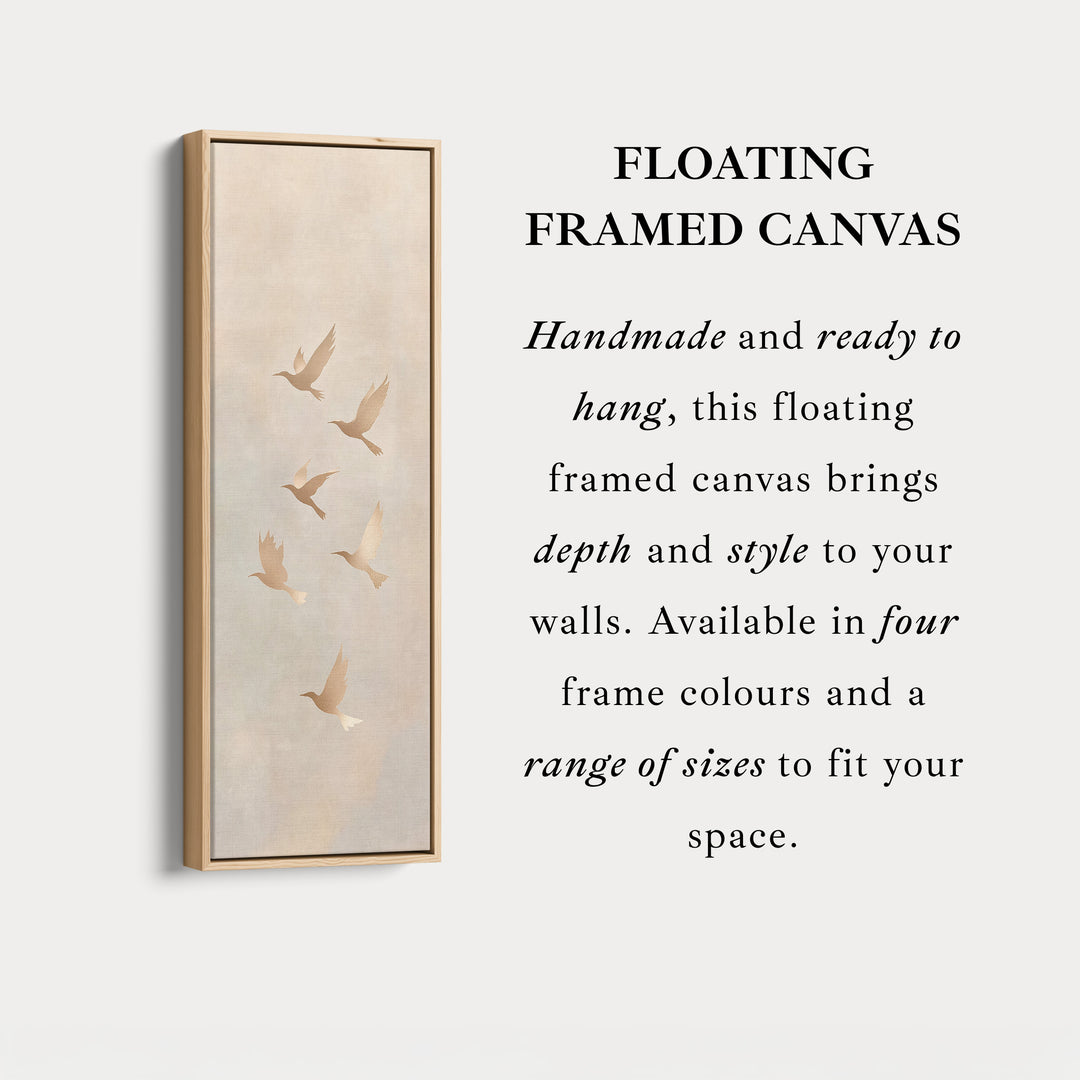 Beige & Gold Neutral Framed Canvas Wall Art For Living Room