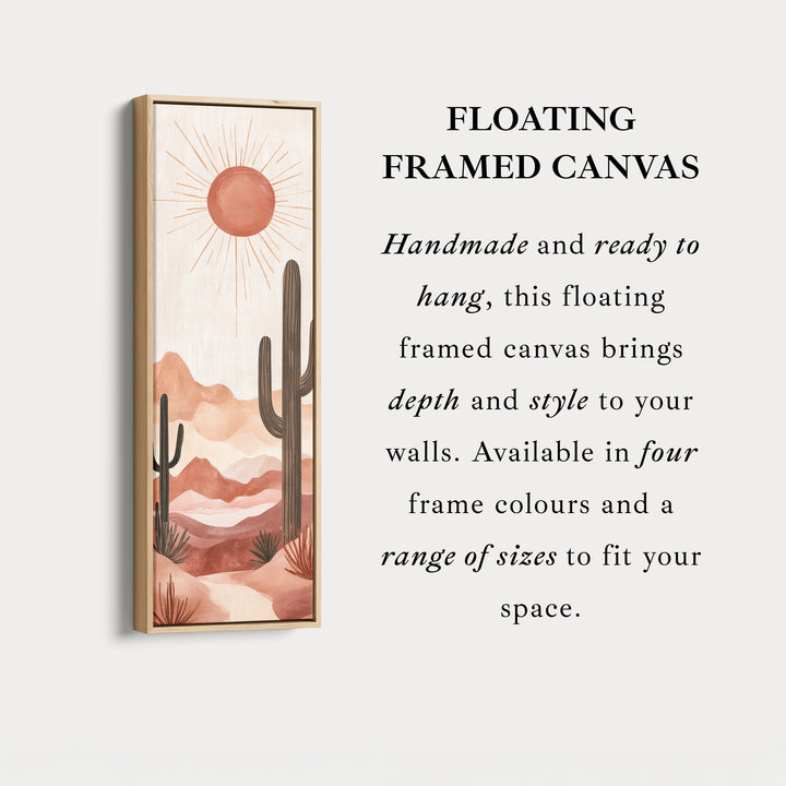 Long Tall Vertical Framed Canvas Wall Art Cacti Desert Landscape