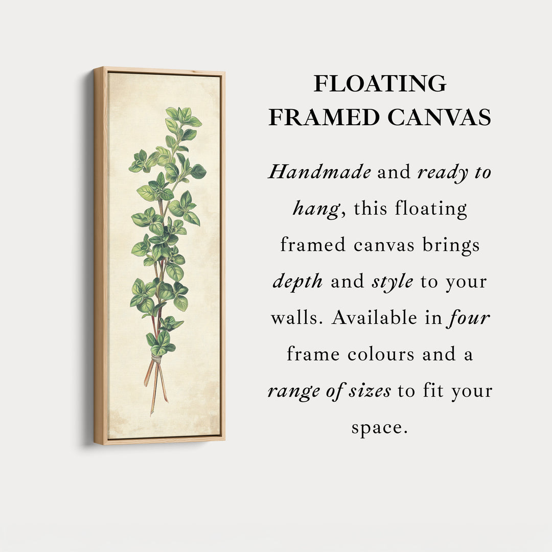 Décoration murale pour cuisine, toile encadrée verticale à l'effigie de marjolaine.