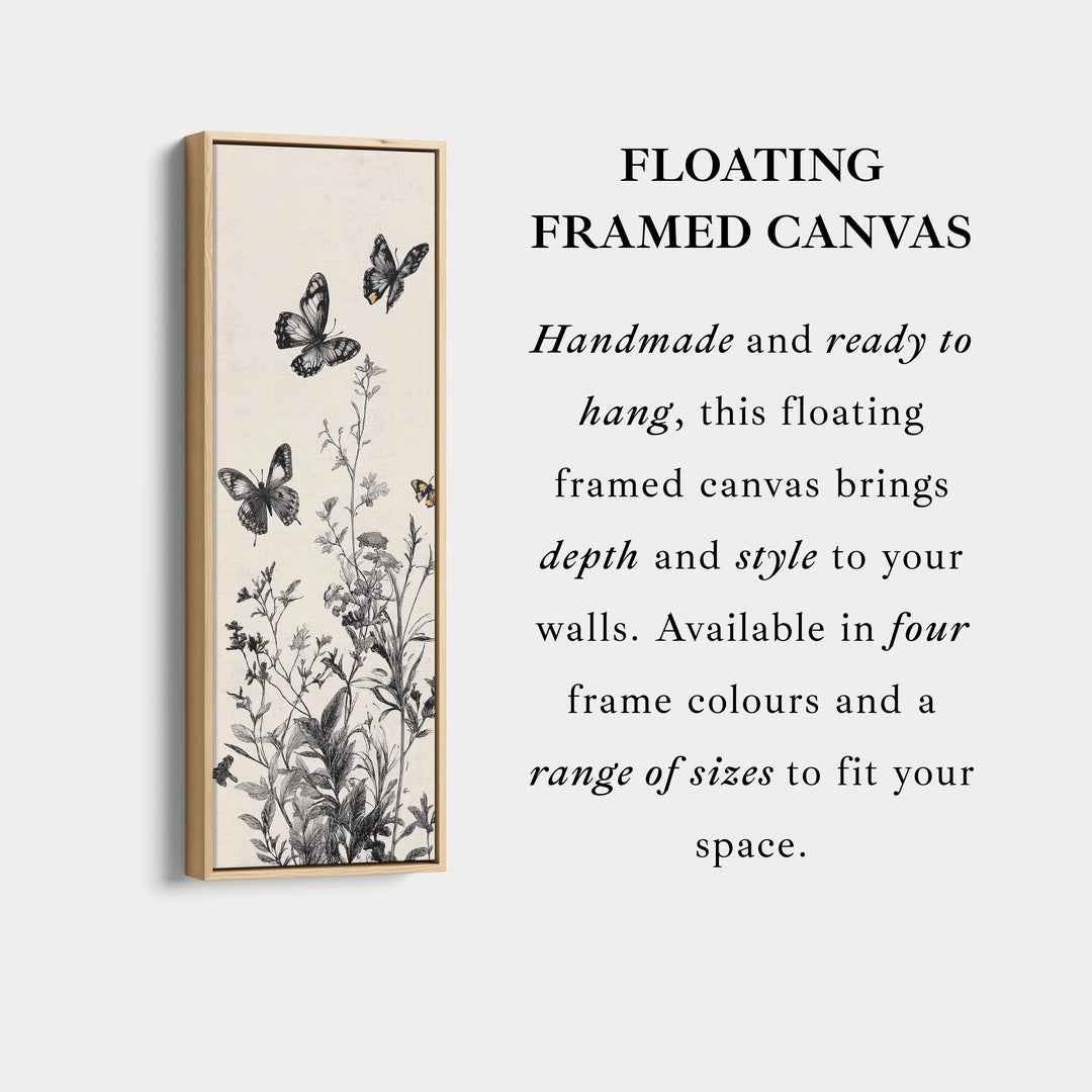 Botanical Wildflower Butterflies Vertical Long Wall Decor