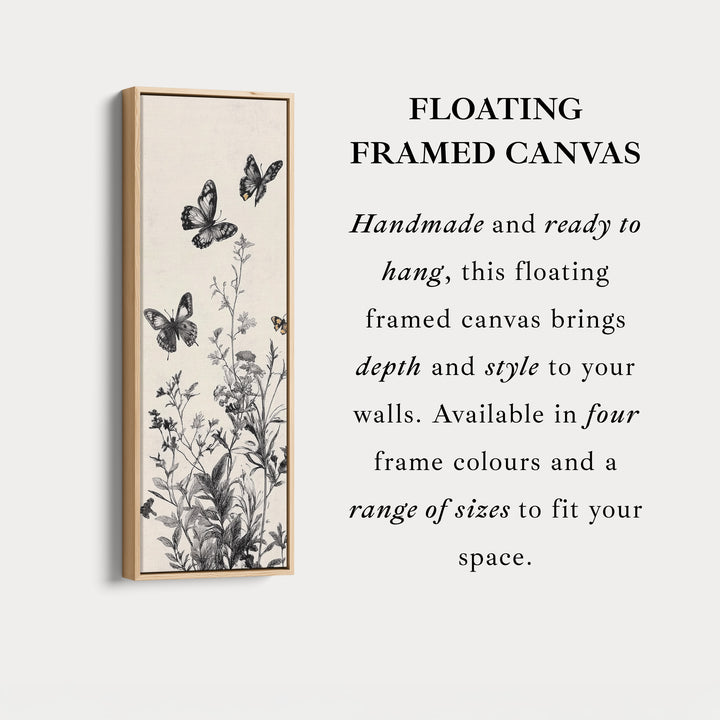 Botanical Wildflower Butterflies Vertical Long Wall Decor