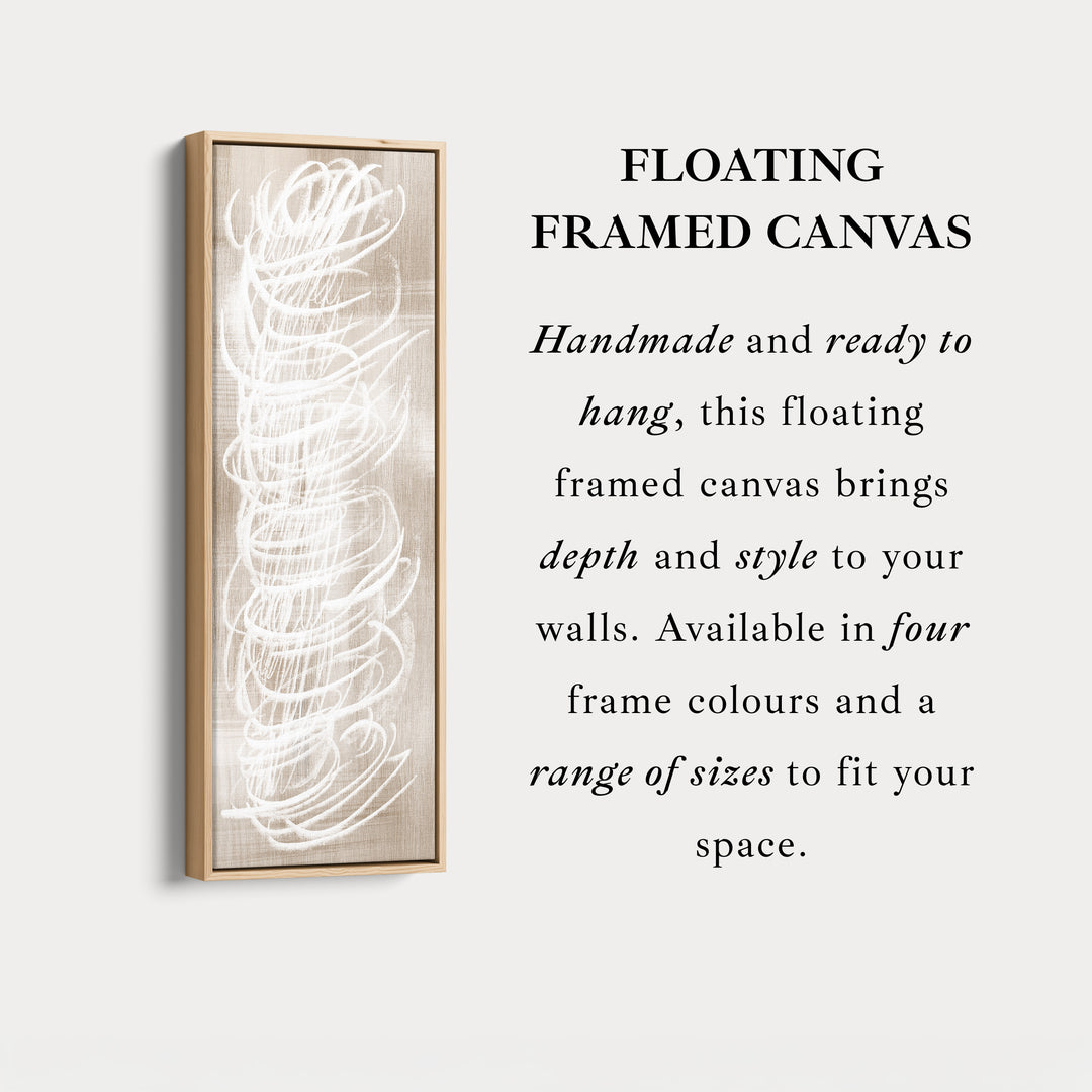 Abstract White Minimalist Long Vertical Framed Canvas Wall Decor