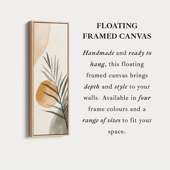 Vertical Beige & Green Botanical Abstract Long Framed Canvas