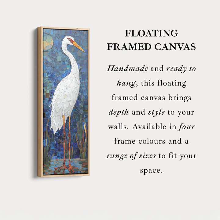 Vertical Hallway Mosaic White Crane Wall Art Long & Narrow