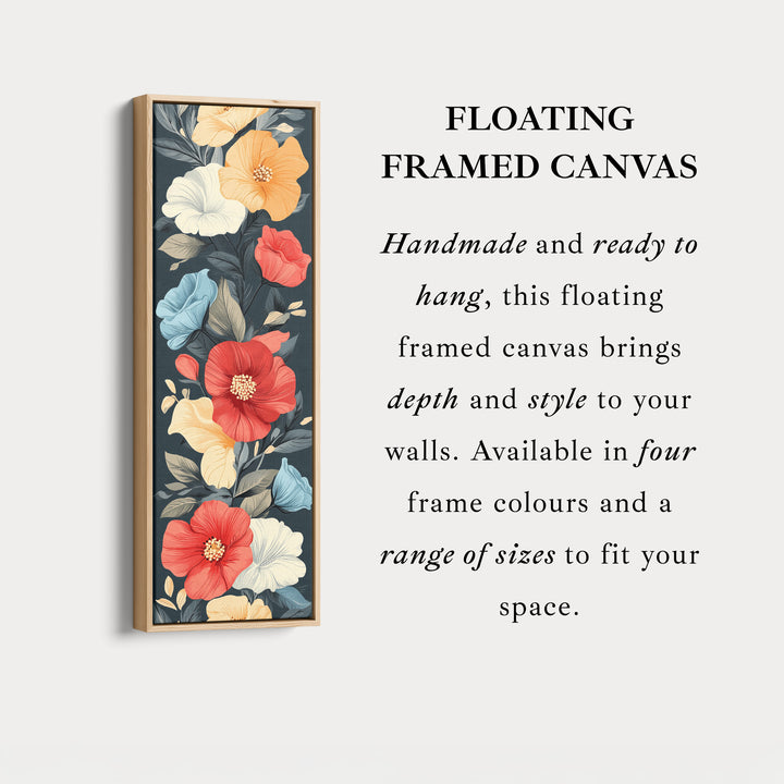 Décoration murale verticale florale rouge et jaune.