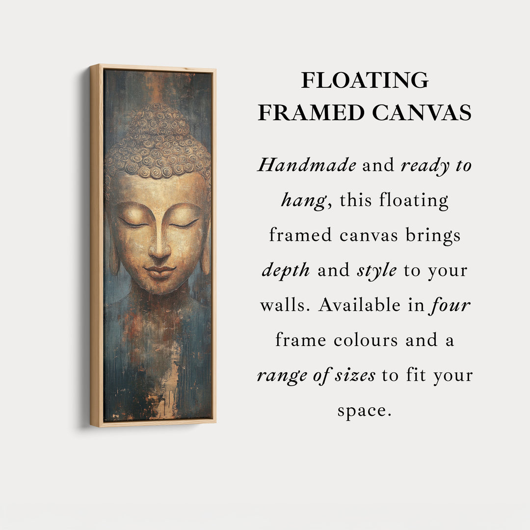 Golden Buddah Vertical Long Framed Canvas Wall Art