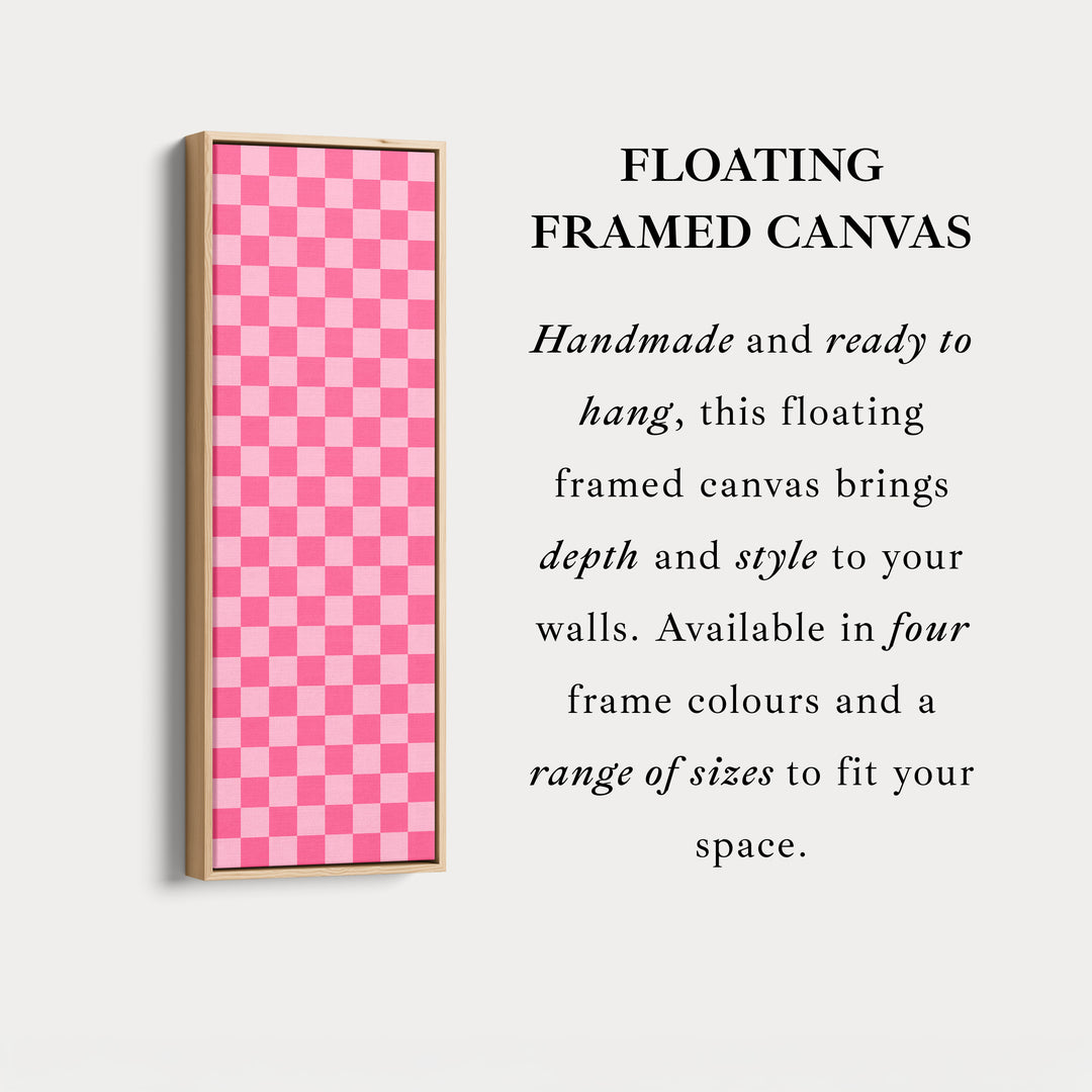 Pink Checkered Gingham Vertical Slim Wall Art