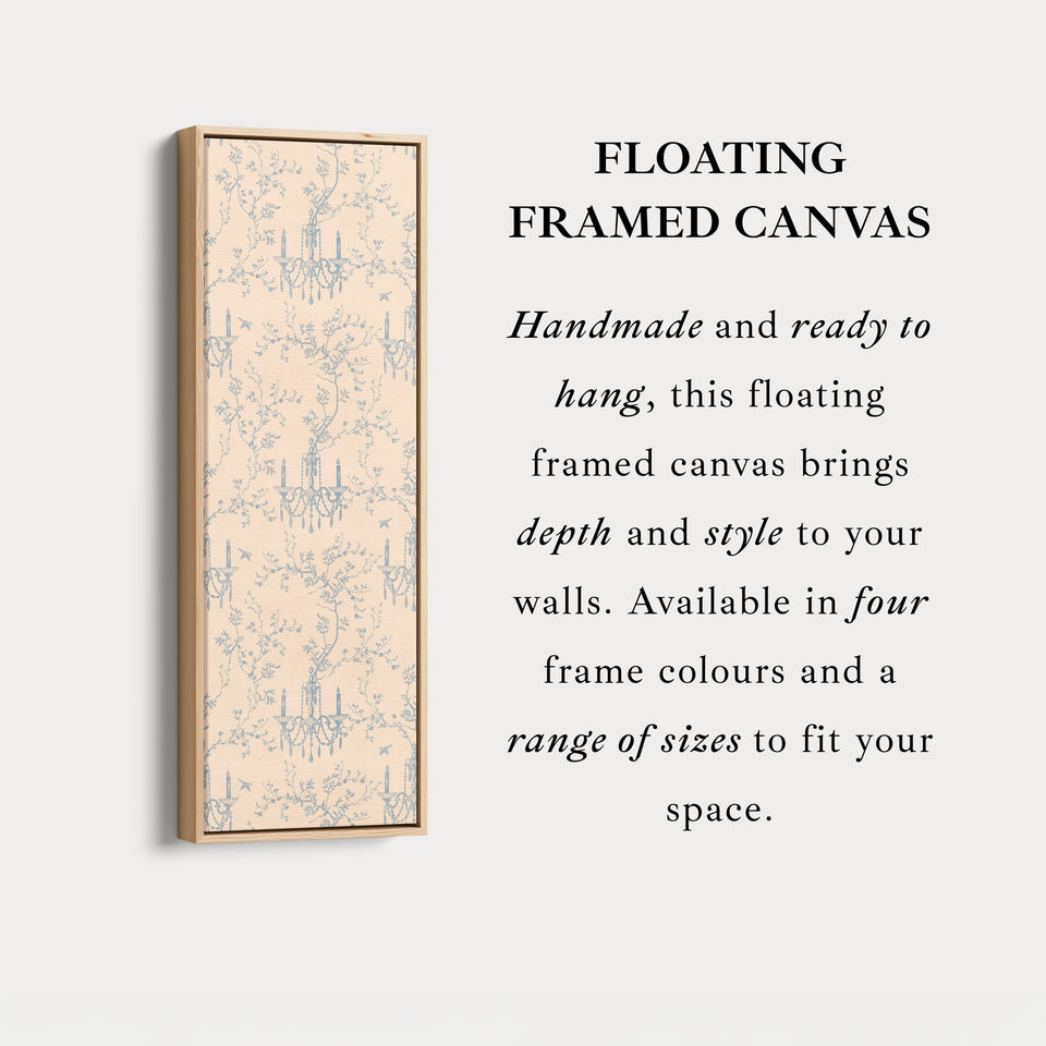 Vintage Blue & Beige Secret Garden Narrow Wall Art