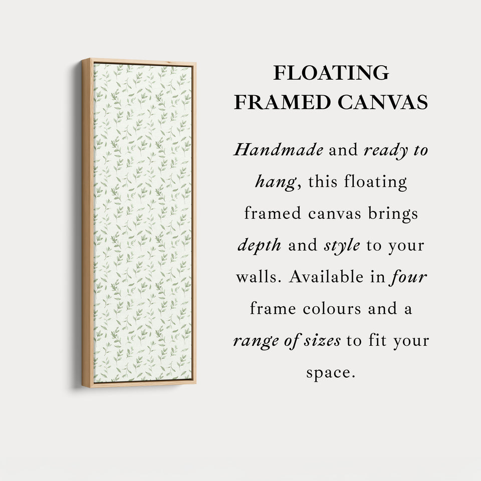 Vertical Wall Decor Green Floral Framed Canvas
