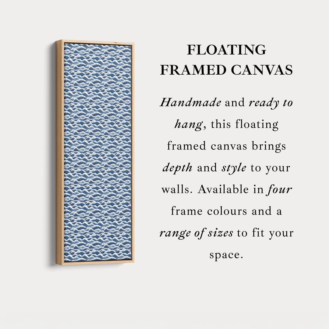 Japandi Blue Wave Vertical Tall Framed Wall Decor