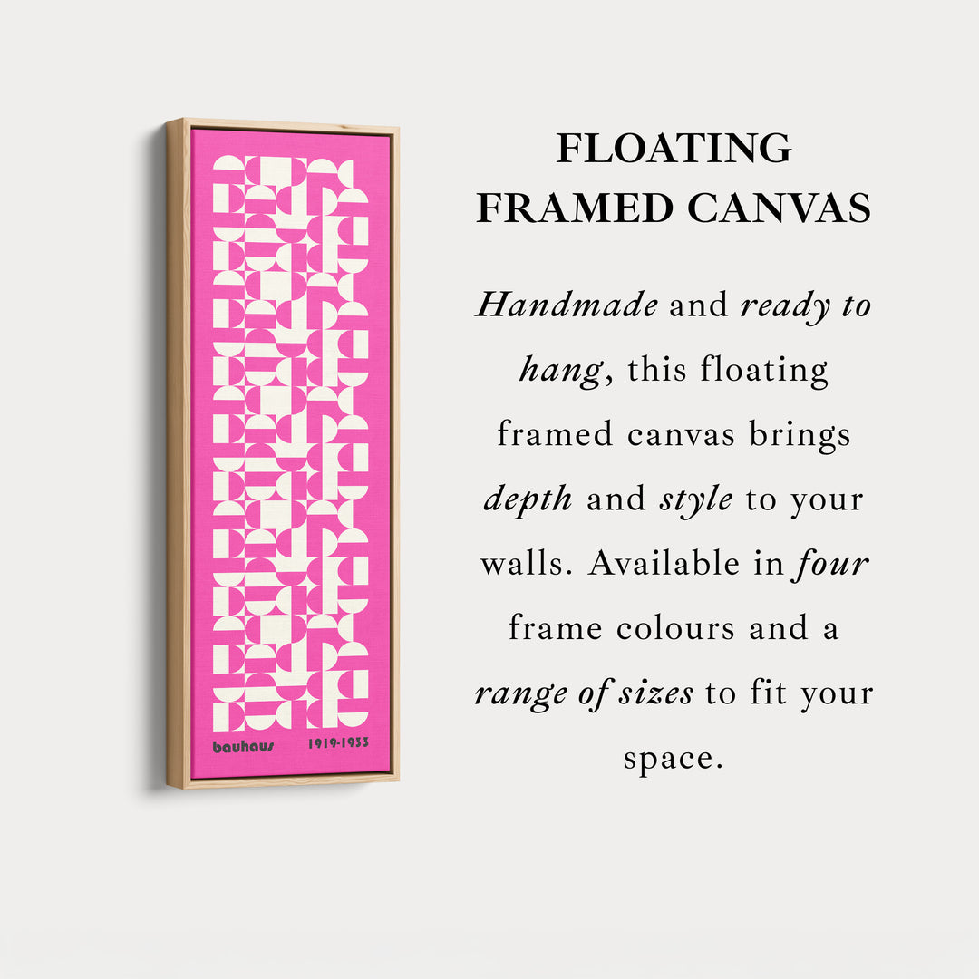 Vertical Long Wall Art Pink & White Bauhaus Geometric