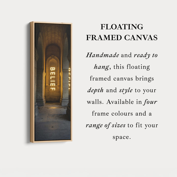 Long Vertical Wall Decor - Belief Framed Canvas