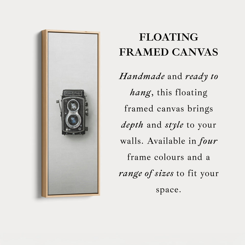 Photographie minimaliste Rollieflex encadrée art mural vertical