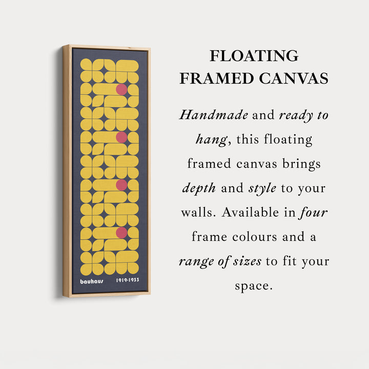 Dark Blue Vertical Framed Canvas Beige Bauhaus Wall Art