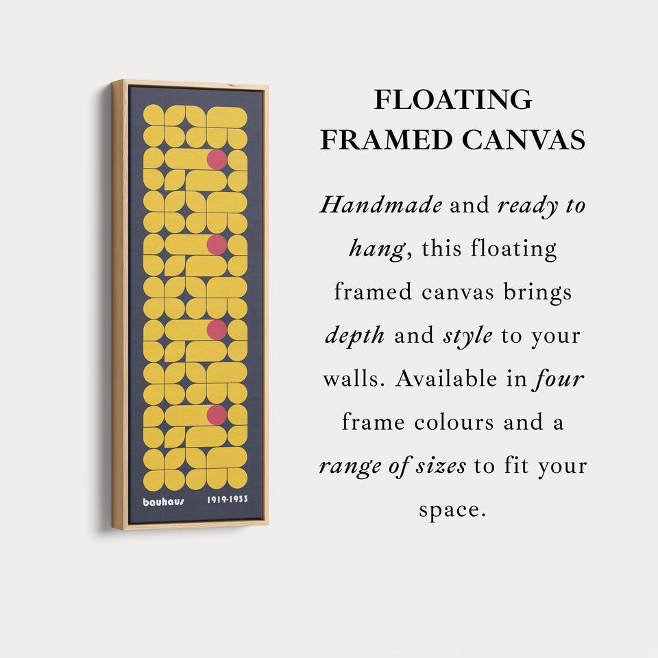 Donkerblauw Verticaal Geïnlijst Canvas Beige Bauhaus Muurdecoratie