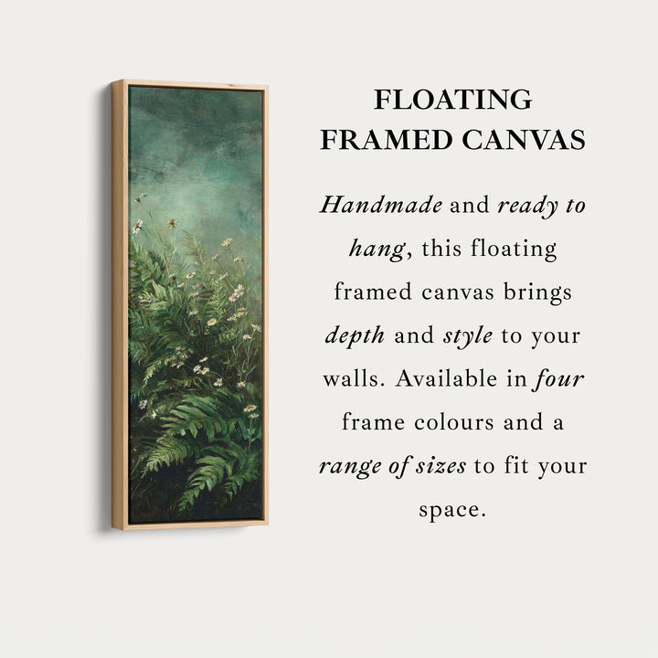 Dark Green Botanical Tall Framed Canvas – Vertical Wall Decor