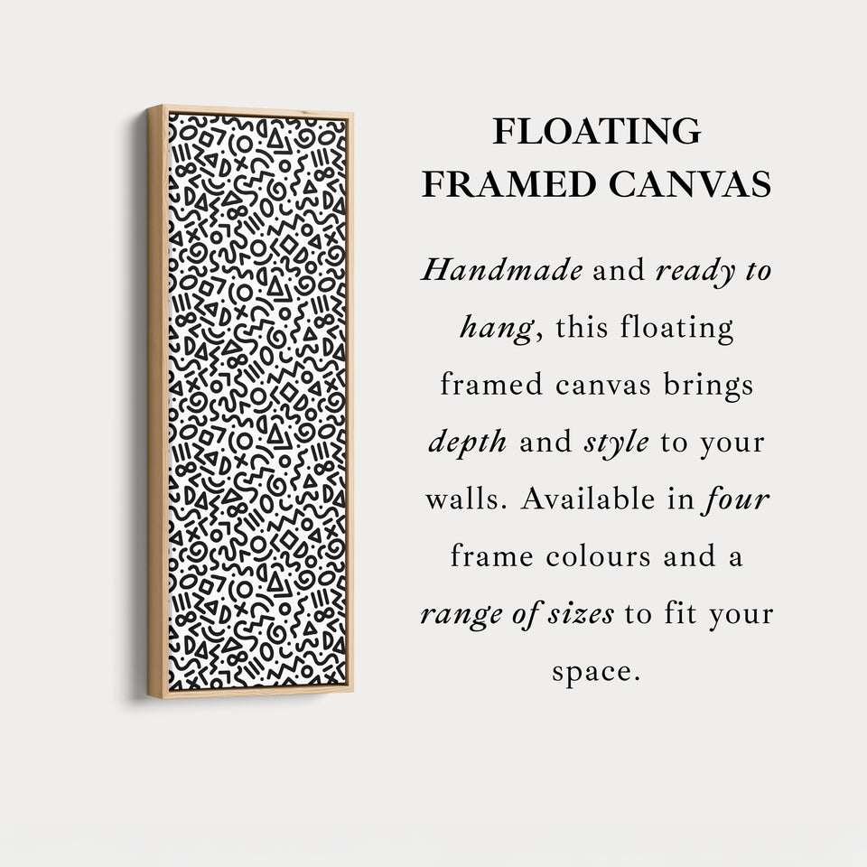 Memphis Retro Geometric Vertical Framed Canvas Wall Art for Bedroom or Living Room