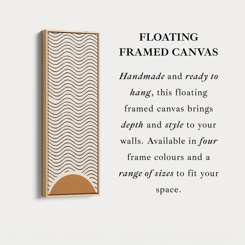 Art mural sur toile encadrée longue Minimaliste Vagues du lever de soleil pour couloir ou espace de méditation