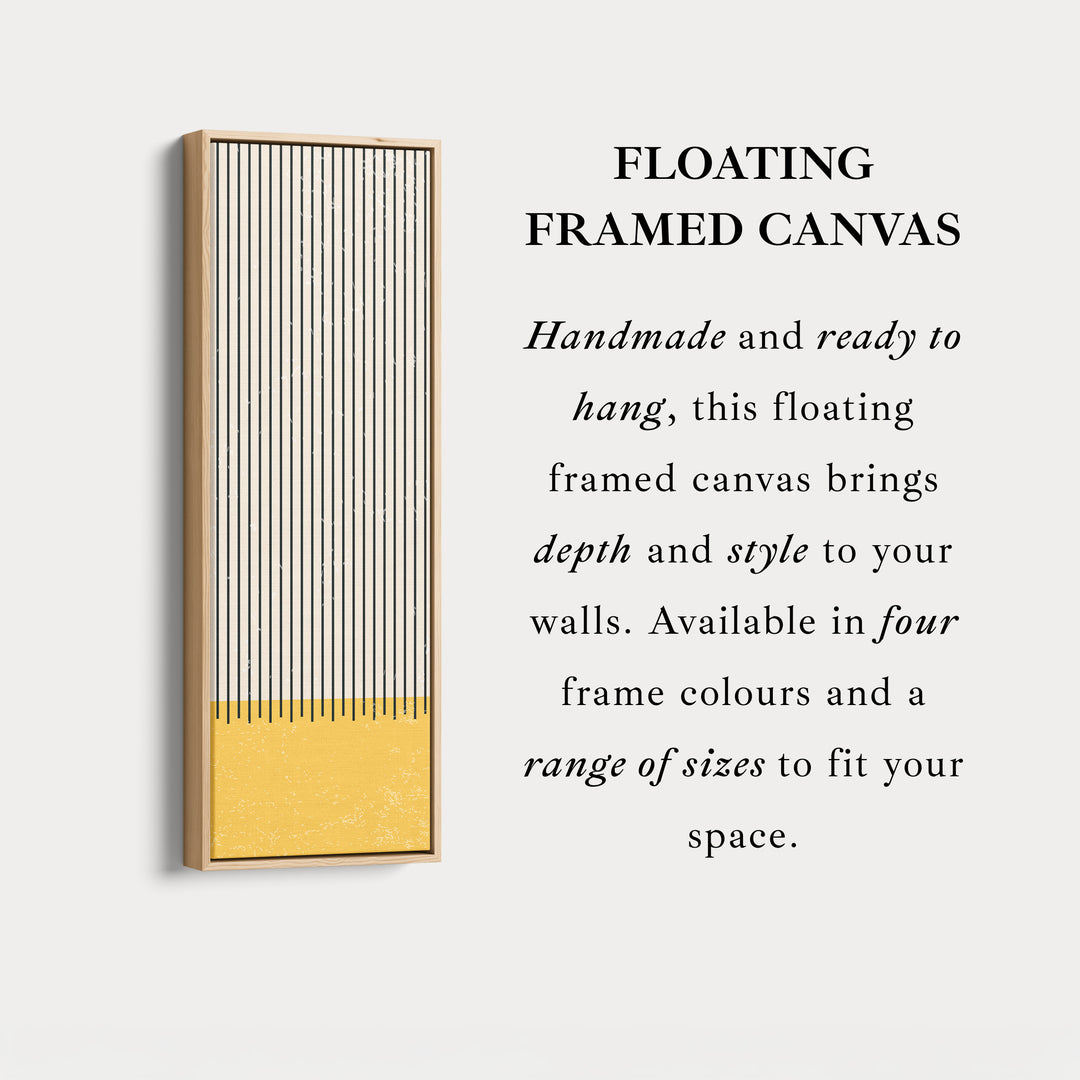 Golden Sun and Stripes Vertical Framed Canvas Wall Art for Living Room or Hallway