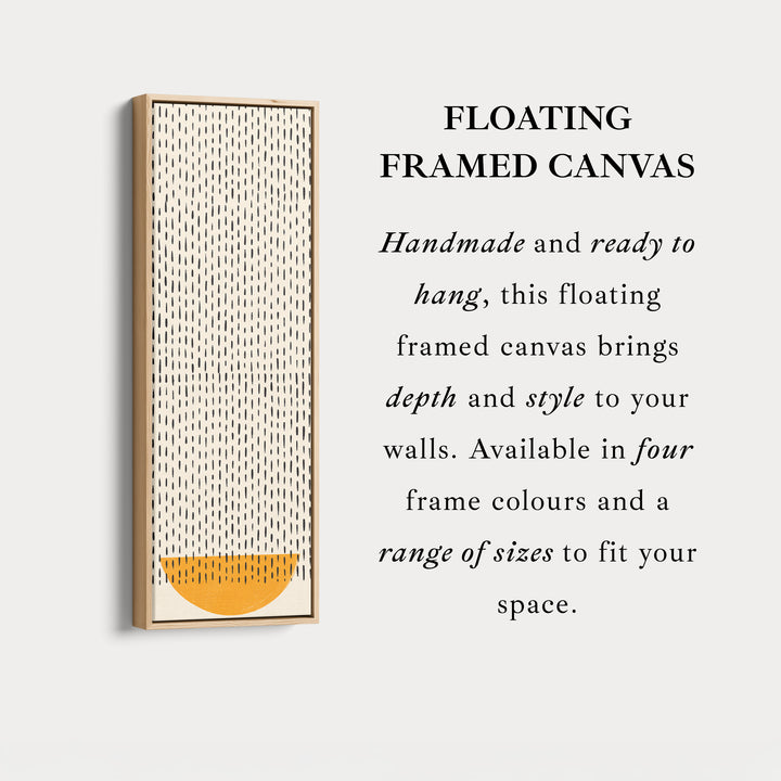 Minimalist Orange Half Circle Vertical Framed Canvas Wall Art for Hallway or Bedroom