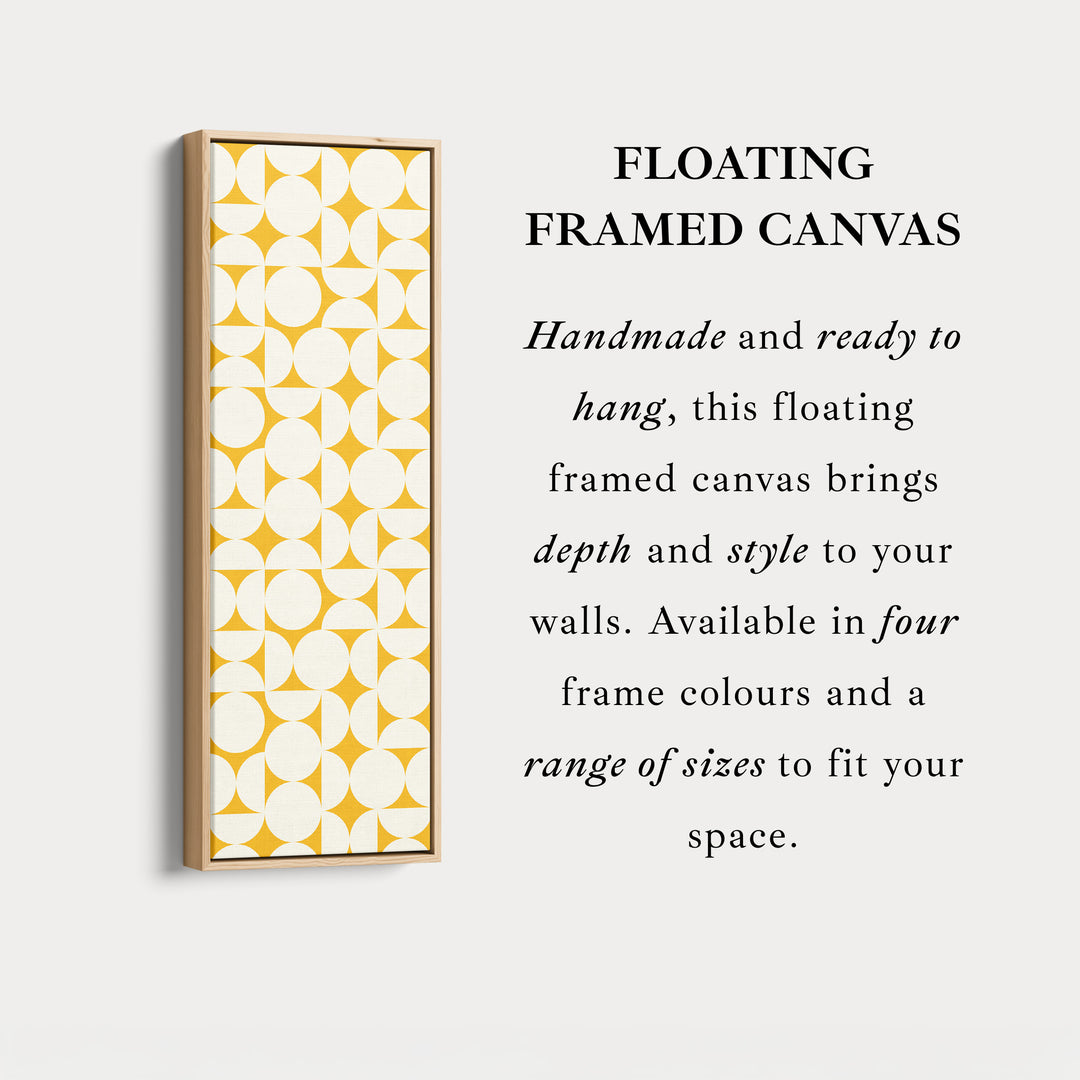 Geometric Mustard Circles Vertical Framed Canvas Wall Art for Living Room or Office