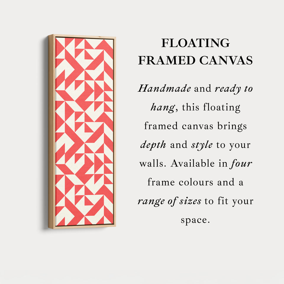 Bold Red Triangles Vertical Framed Canvas Wall Art for Living Room or Studio