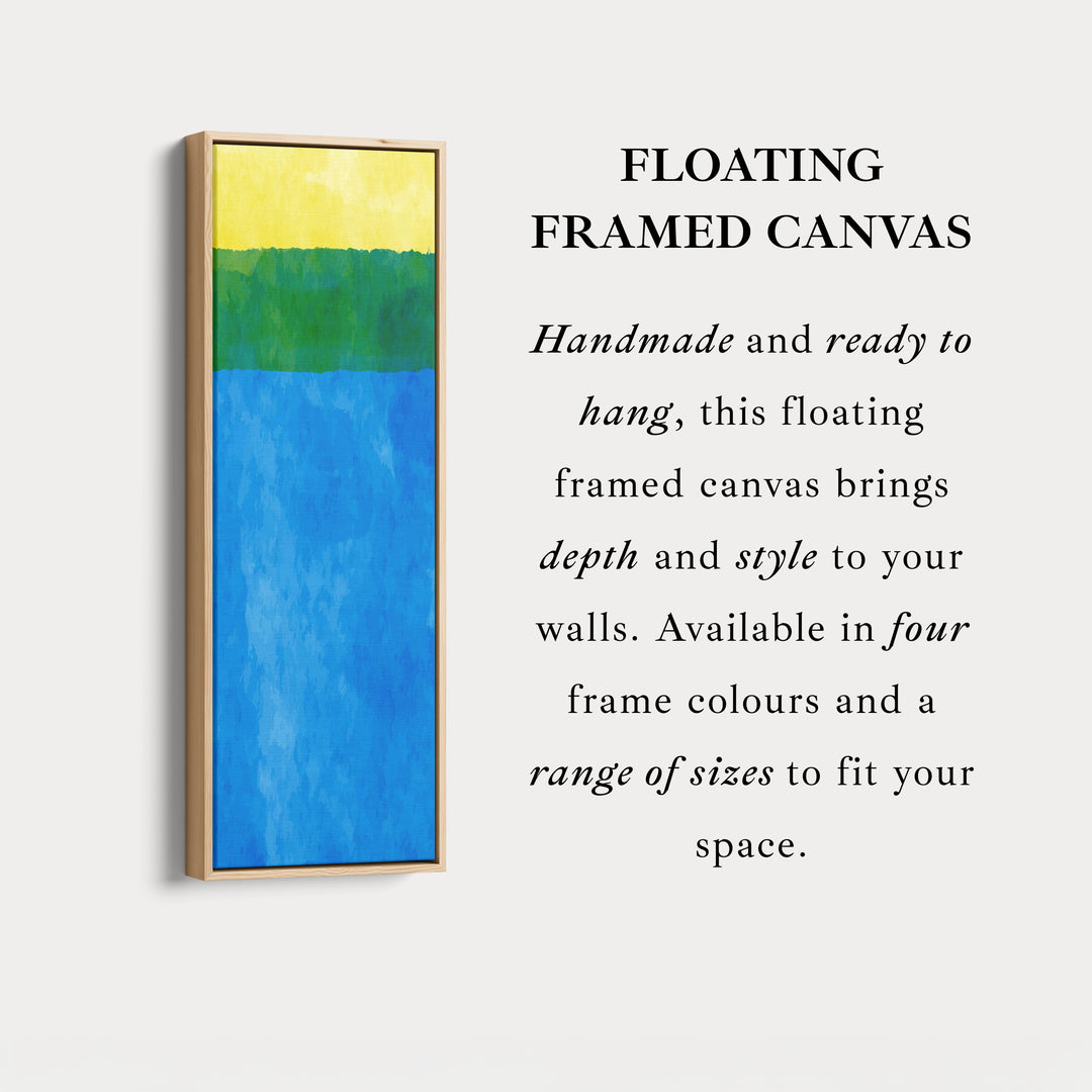 Abstract Horizon Blue and Yellow Vertical Framed Canvas Wall Art for Bedroom or Living Room