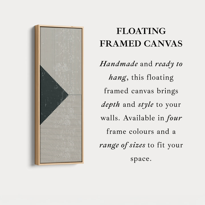 Minimalist Black and Beige Stripes Vertical Framed Canvas Wall Art for Hallway or Office