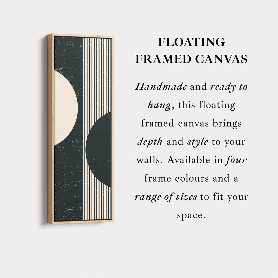 Split Circle Minimalist Vertical Framed Canvas Wall Art for Hallway or Office