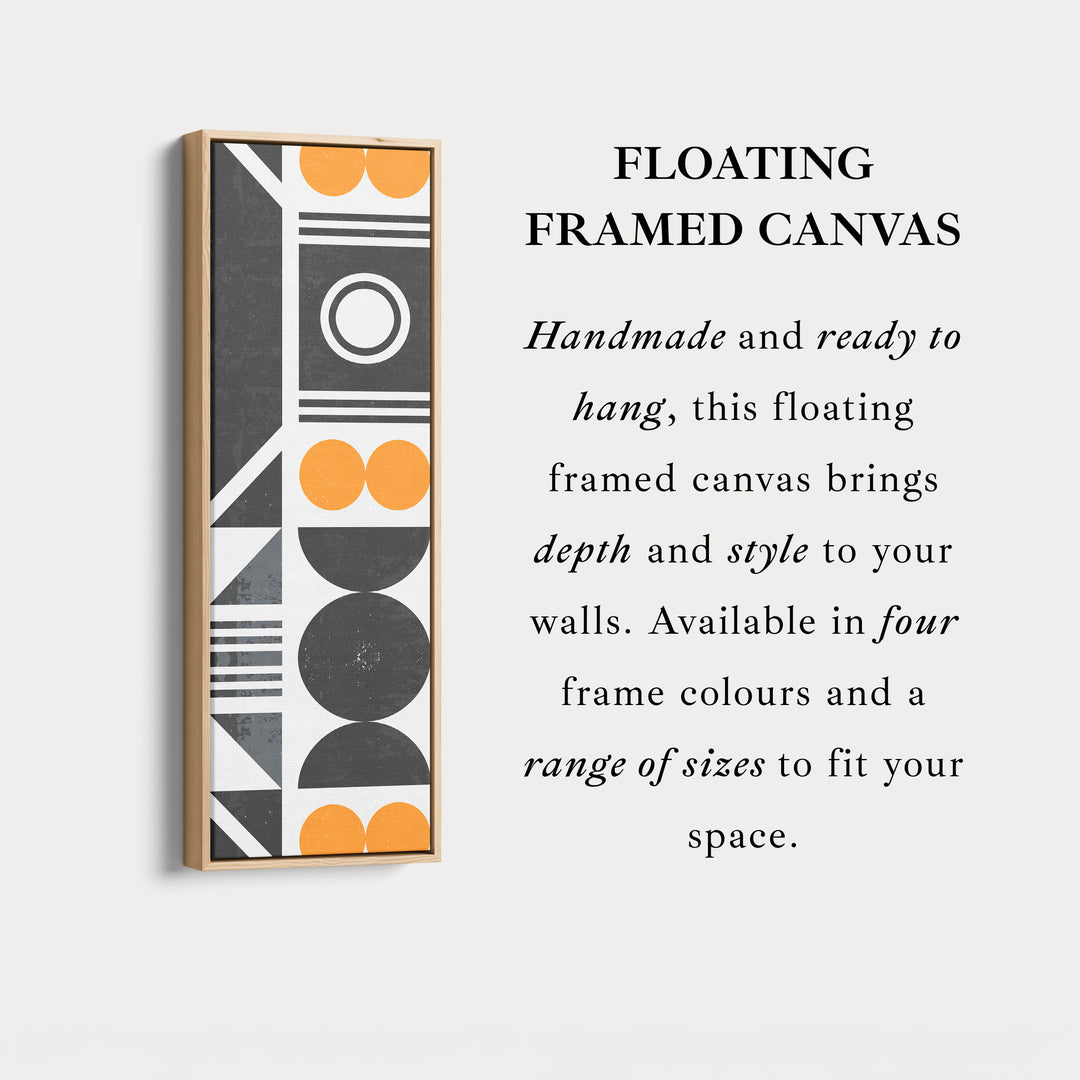 Retro Geometric Circles Vertical Framed Canvas Wall Art for Living Room or Hallway