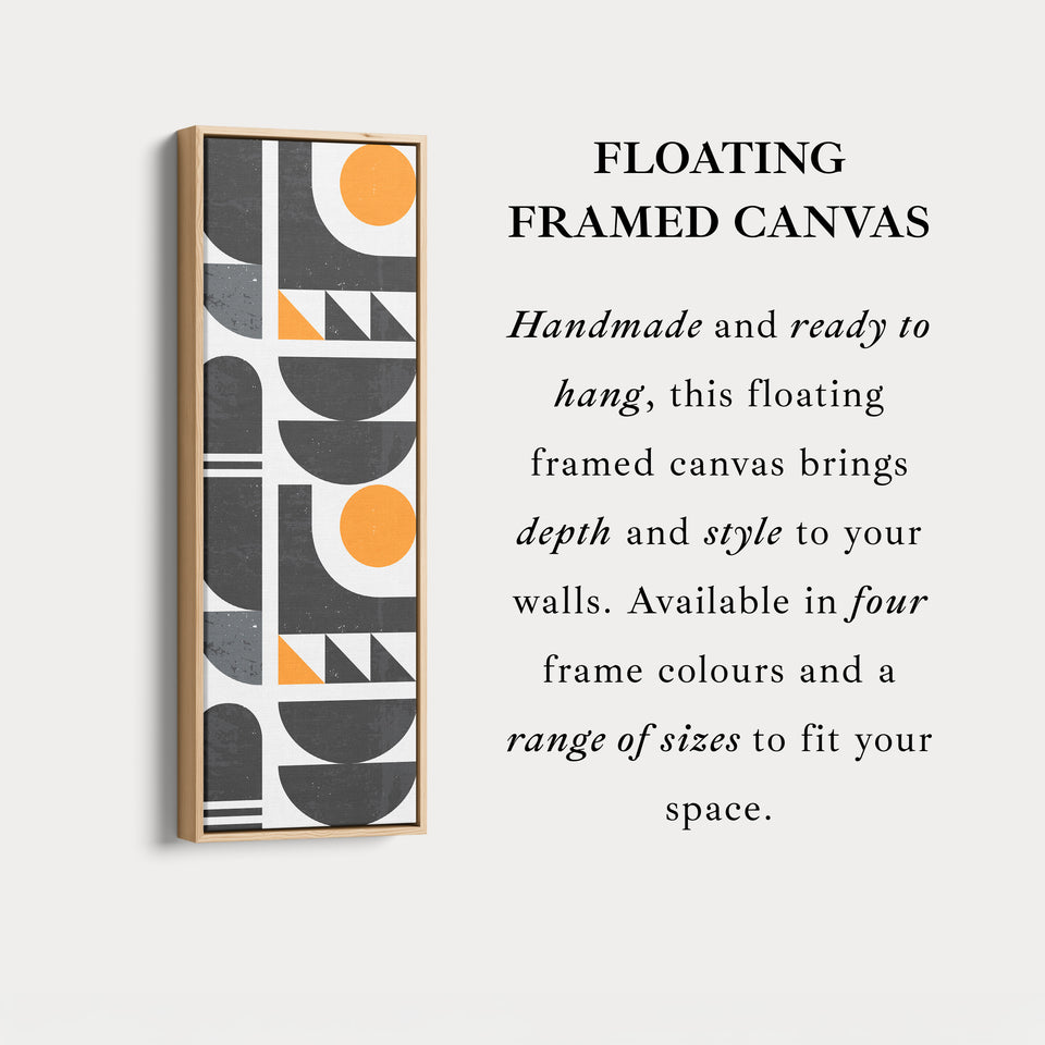 Modern Geometric Sun Vertical Framed Canvas Wall Art for Office or Studio