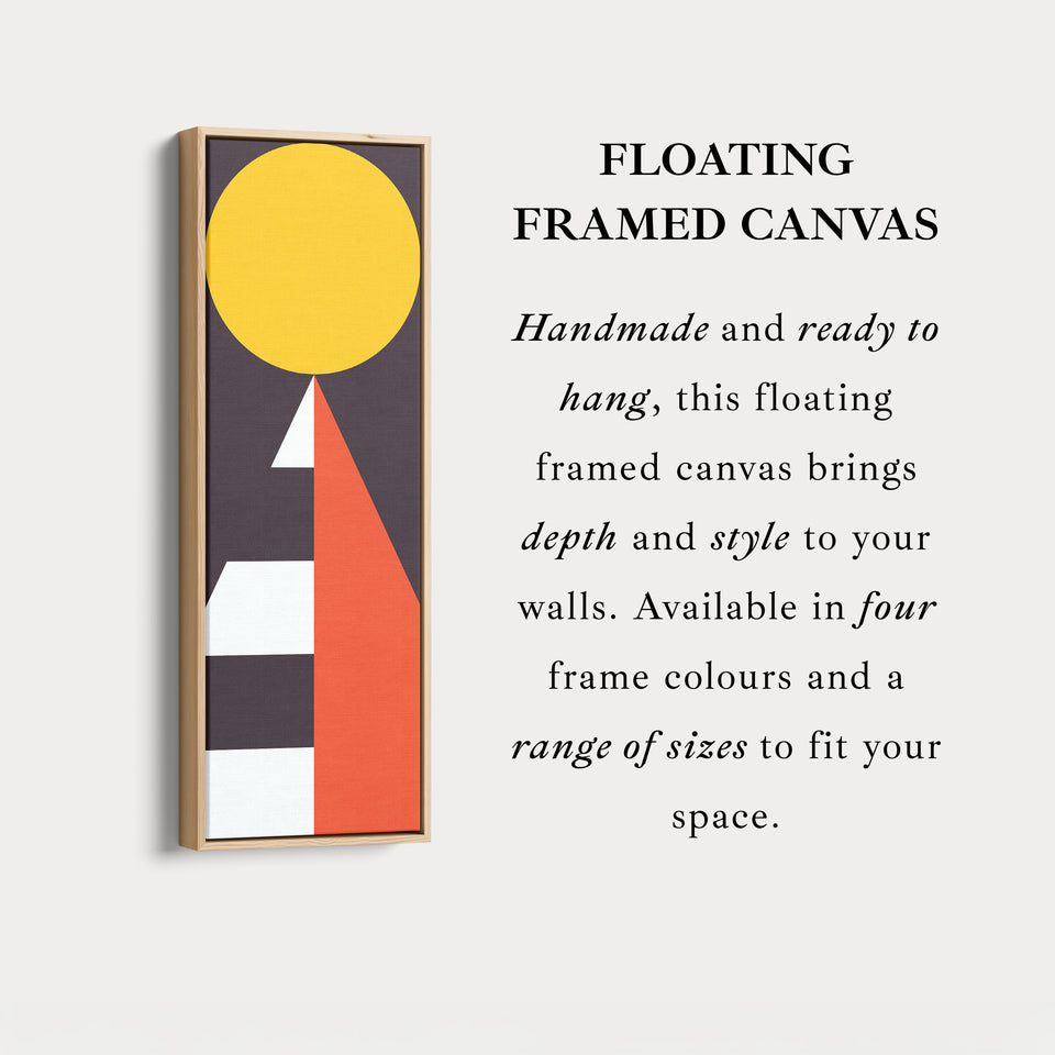 Modern Sun Geometry Vertical Framed Canvas Wall Art for Bedroom or Living Room