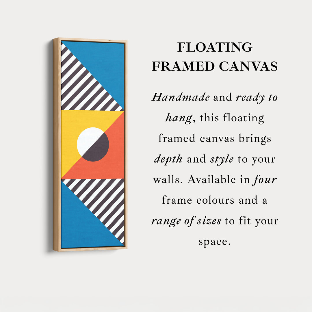 Bauhaus Stripes and Shapes Vertical Framed Canvas Wall Art for Living Room or Office