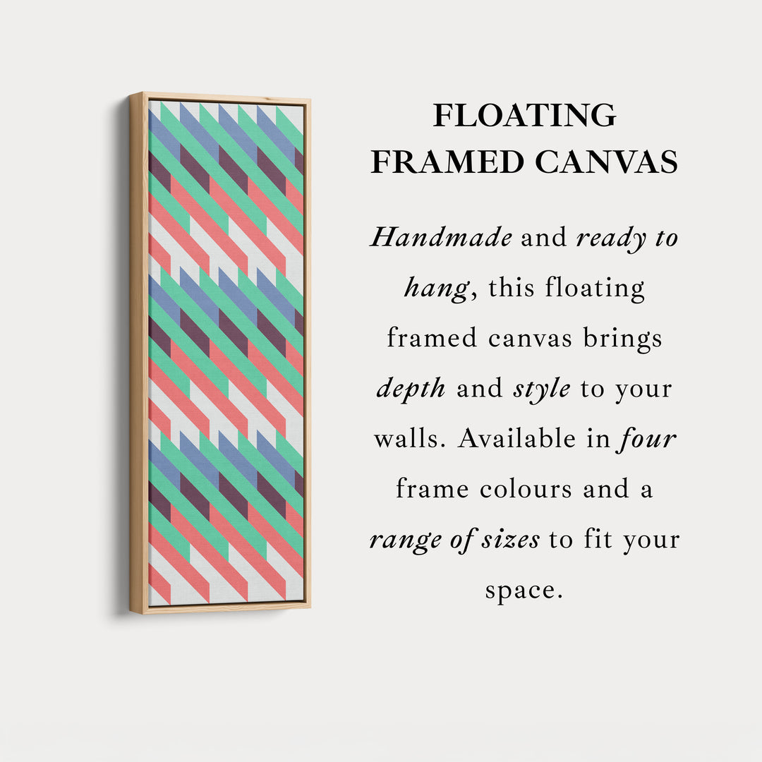Retro Diagonal Stripes Vertical Framed Canvas Wall Art for Bedroom or Hallway