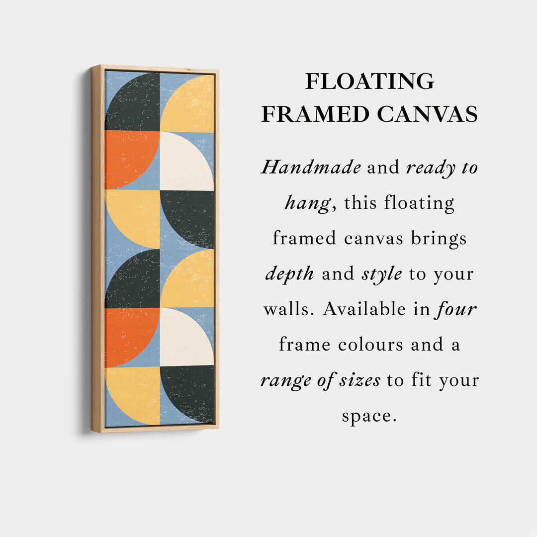 Geometric Half Circle Pattern Vertical Framed Canvas Wall Art for Bedroom or Hallway