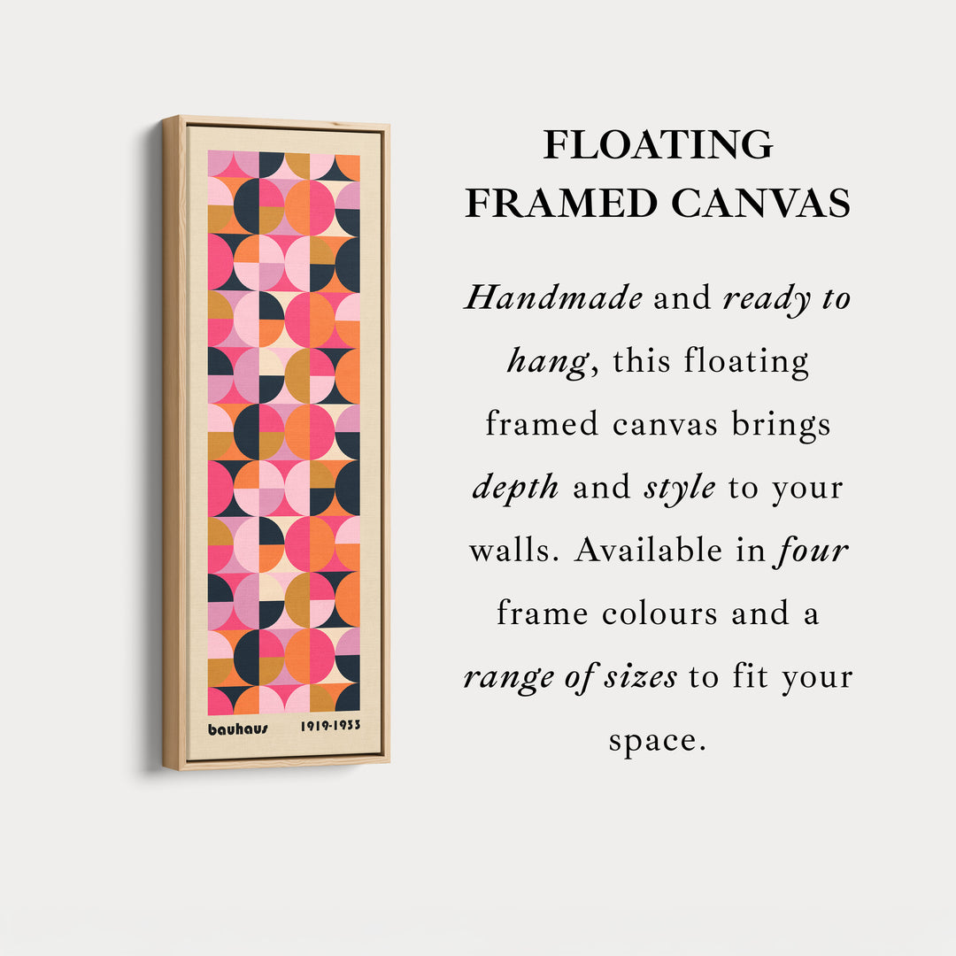 Minimalist Bauhaus Half Circles Vertical Framed Canvas Wall Art for Bedroom or Office