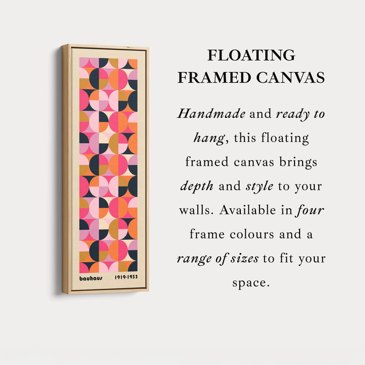 Minimalist Bauhaus Half Circles Vertical Framed Canvas Wall Art for Bedroom or Office