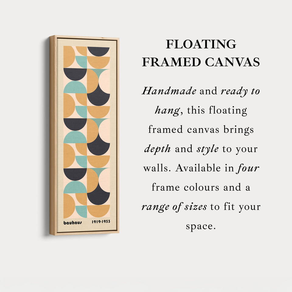 Retro Bauhaus Overlapping Shapes Vertical Framed Canvas Wall Art for Living Room or Study