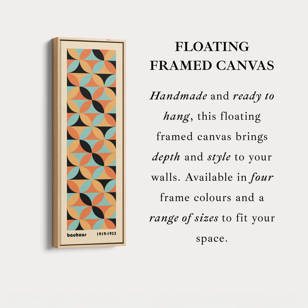 Bold Yellow Bauhaus Geometry Vertical Framed Canvas Wall Art for Office or Hallway