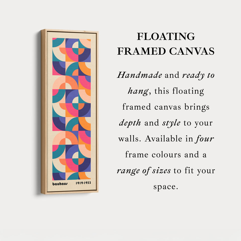 Orange and Blue Bauhaus Pattern Vertical Framed Canvas Wall Art for Bedroom or Living Room